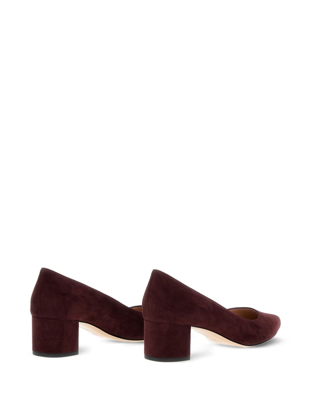 Gianvito Rossi Piper Suede Leather Block Heel Pumps Bordeaux