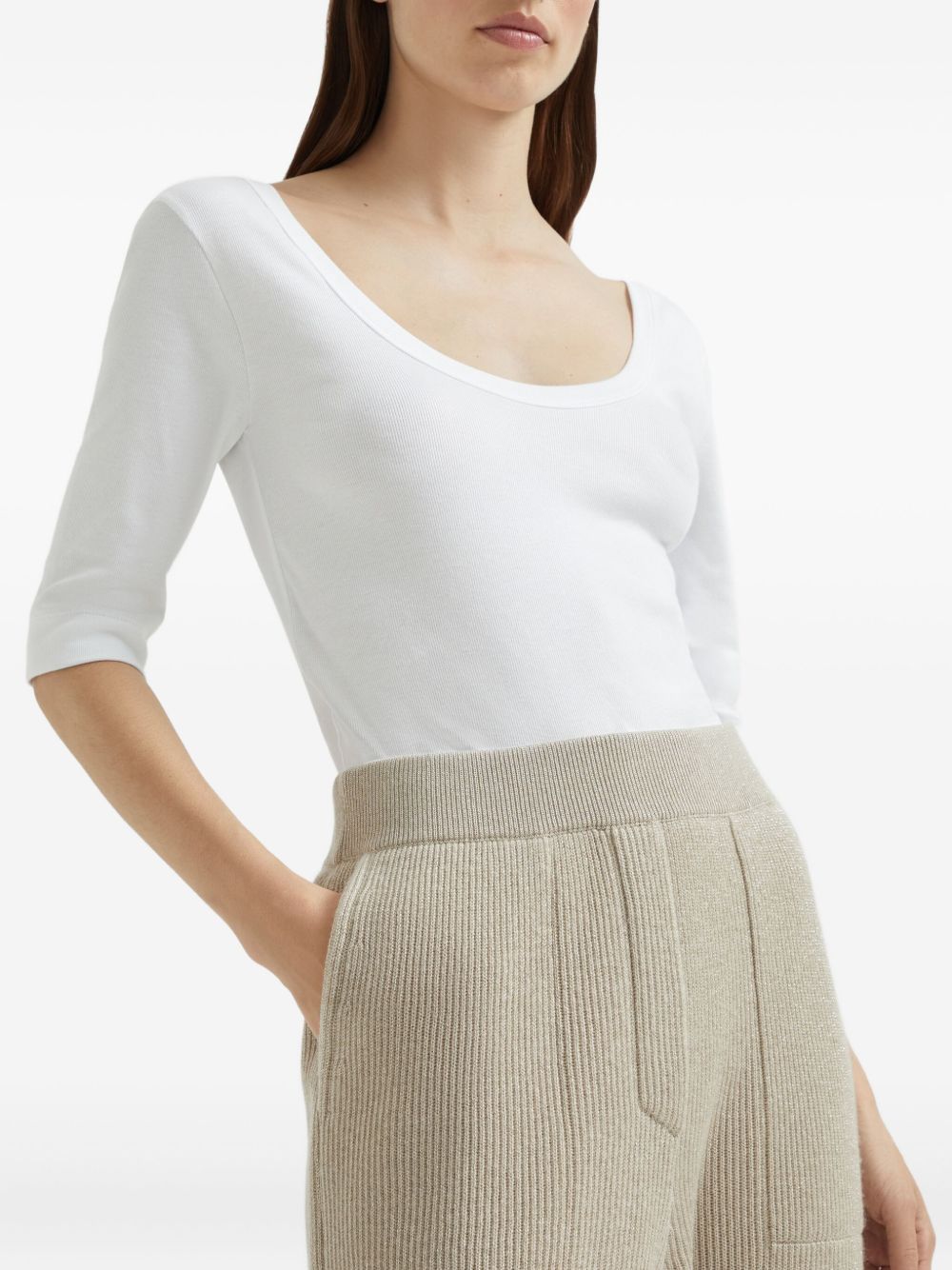 Brunello Cucinelli Tapered Cashmere Trousers Beige