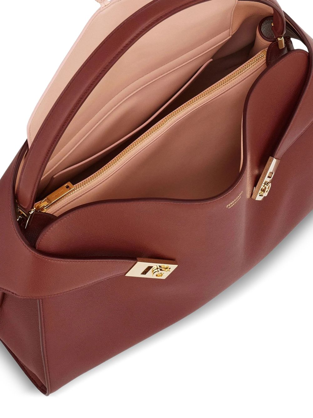 Ferragamo Hug Soft Two-Tone Medium Brown Shoulder Bag brown