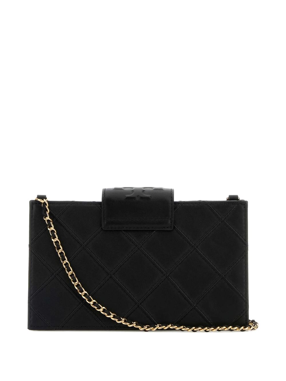 Tory Burch Fleming Leather Quilted Wallet on Chain Black