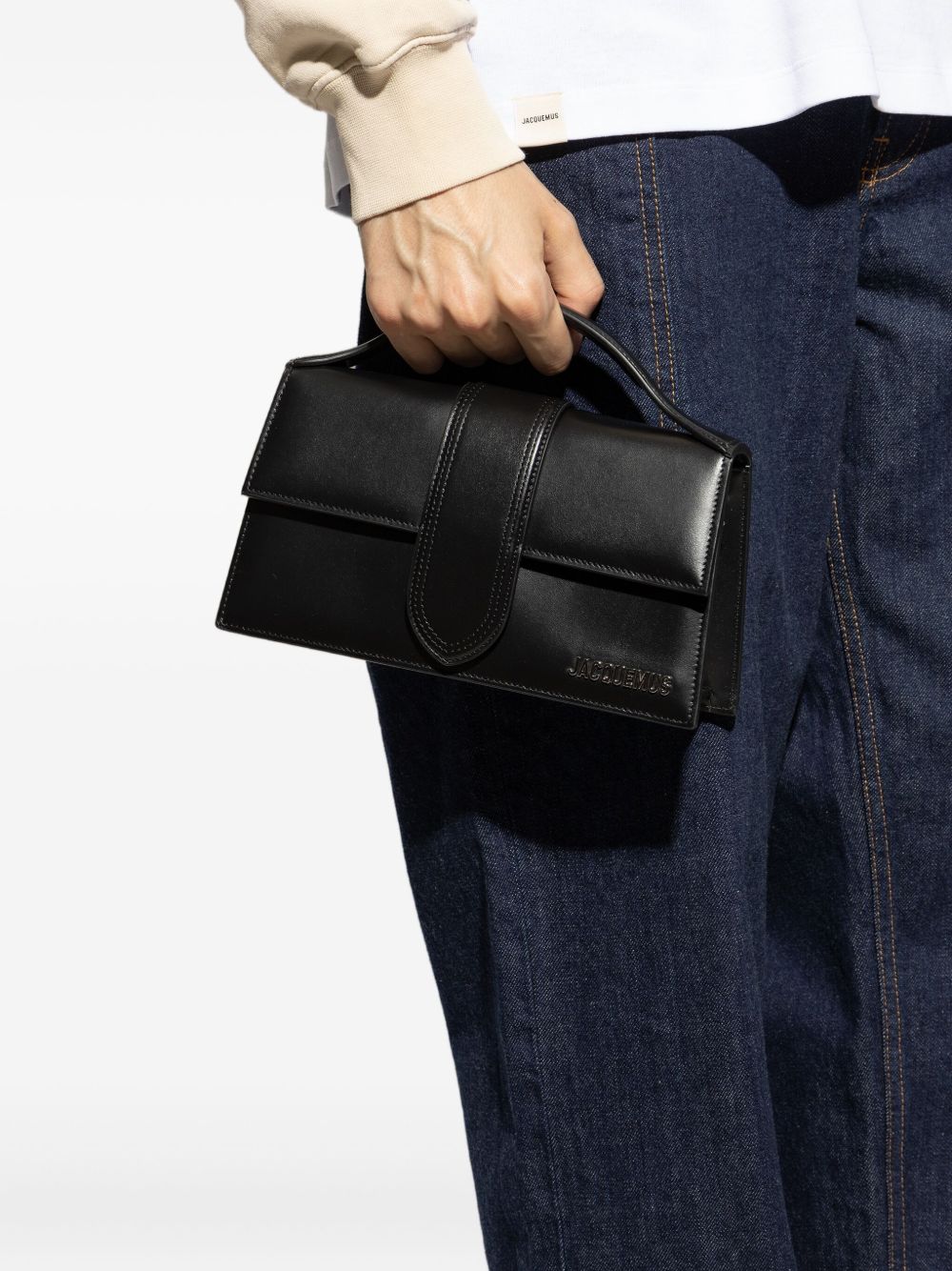 JACQUEMUS The Big Child Patent Leather Shoulder Bag Black