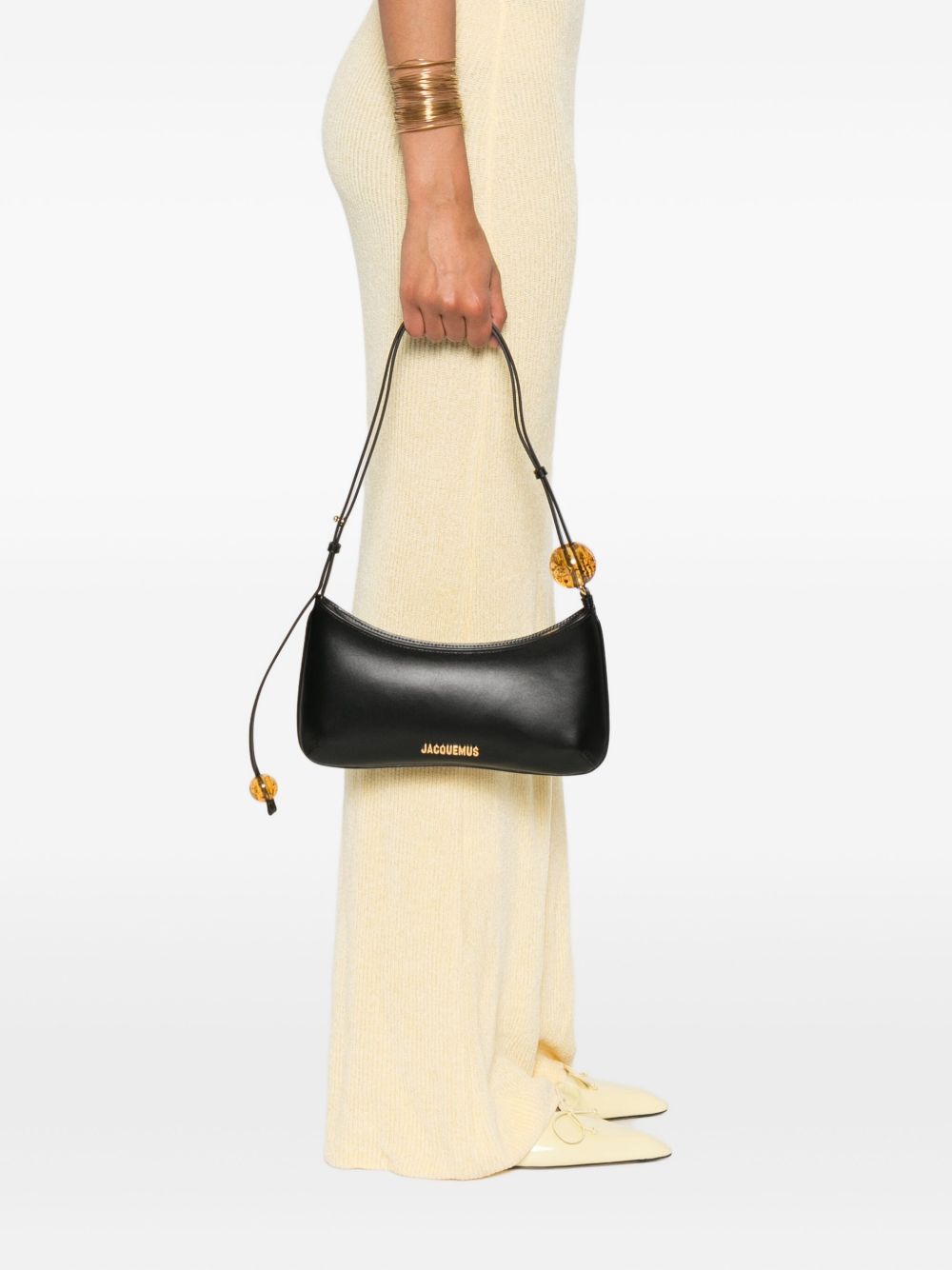 JACQUEMUS The Bisou Perle Embellished Black Shoulder Bag black