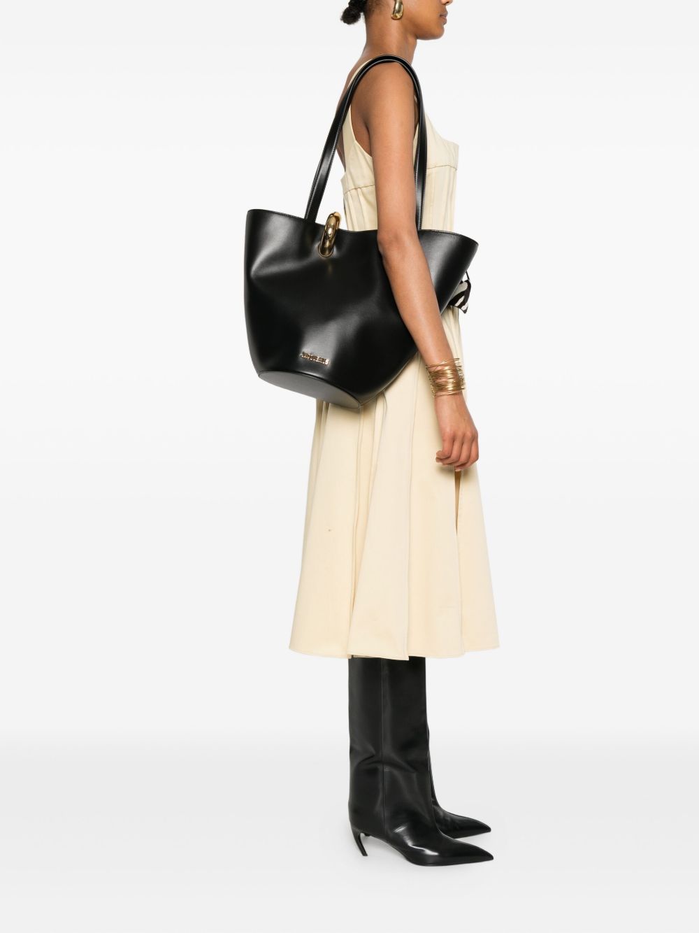 Jacquemus Le Petit Bambola Black Calf Leather Tote Bag Black