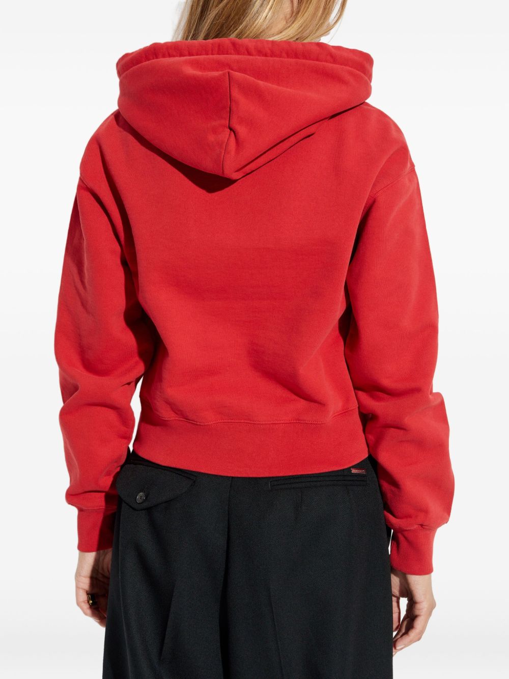 Jacquemus Gros Grain Cropped Hoodie with Logo Patch Red