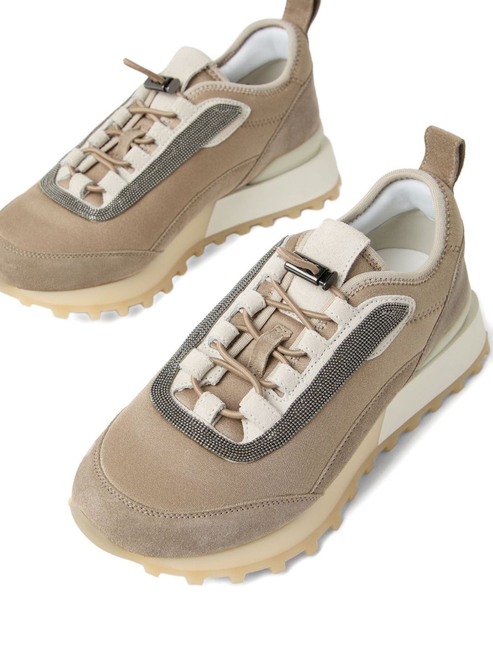 Brunello Cucinelli Runners in Techno Fabric and Suede Beige
