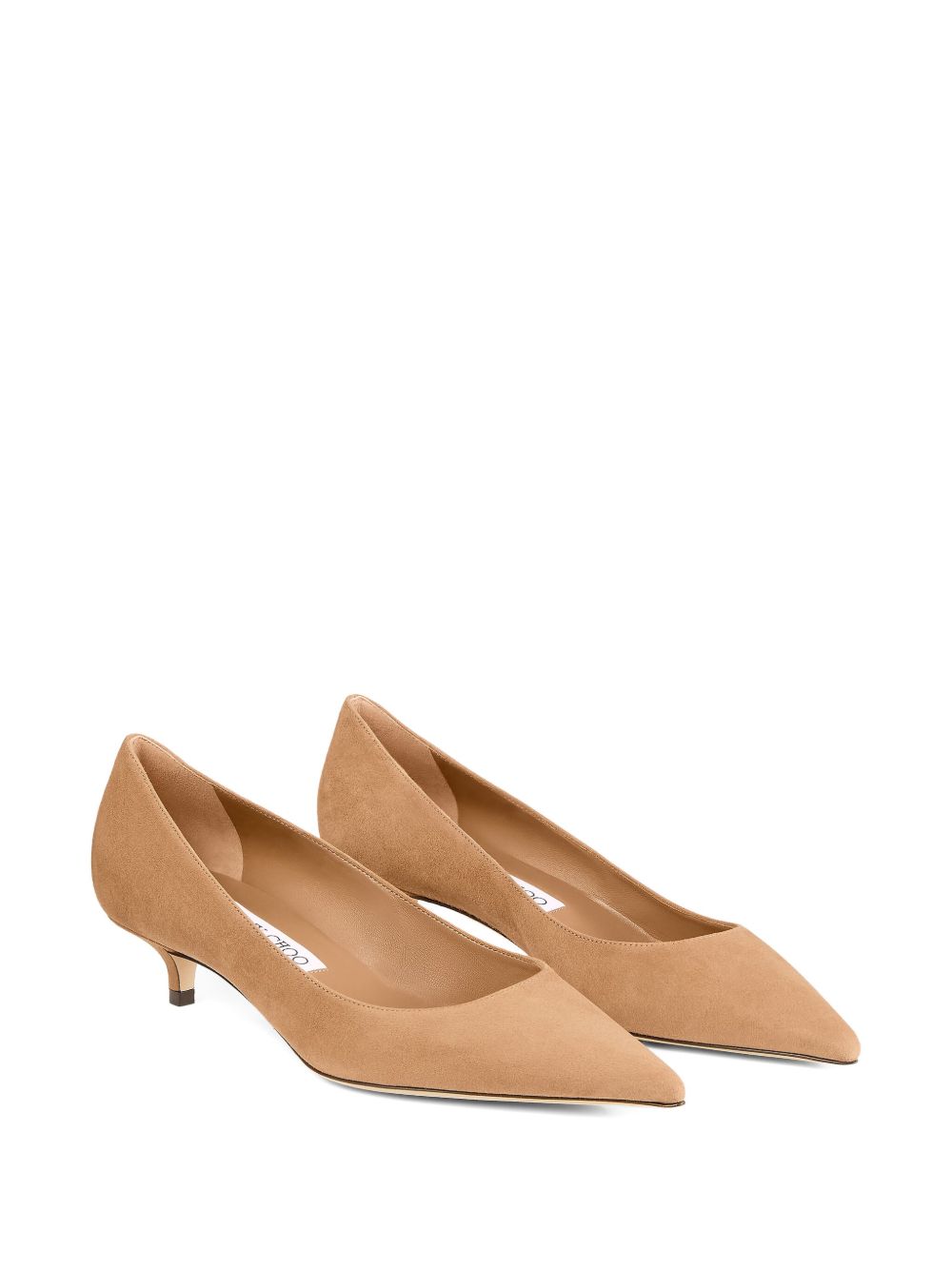 Jimmy Choo Amelia suede pointed-toe kitten heels in beige
