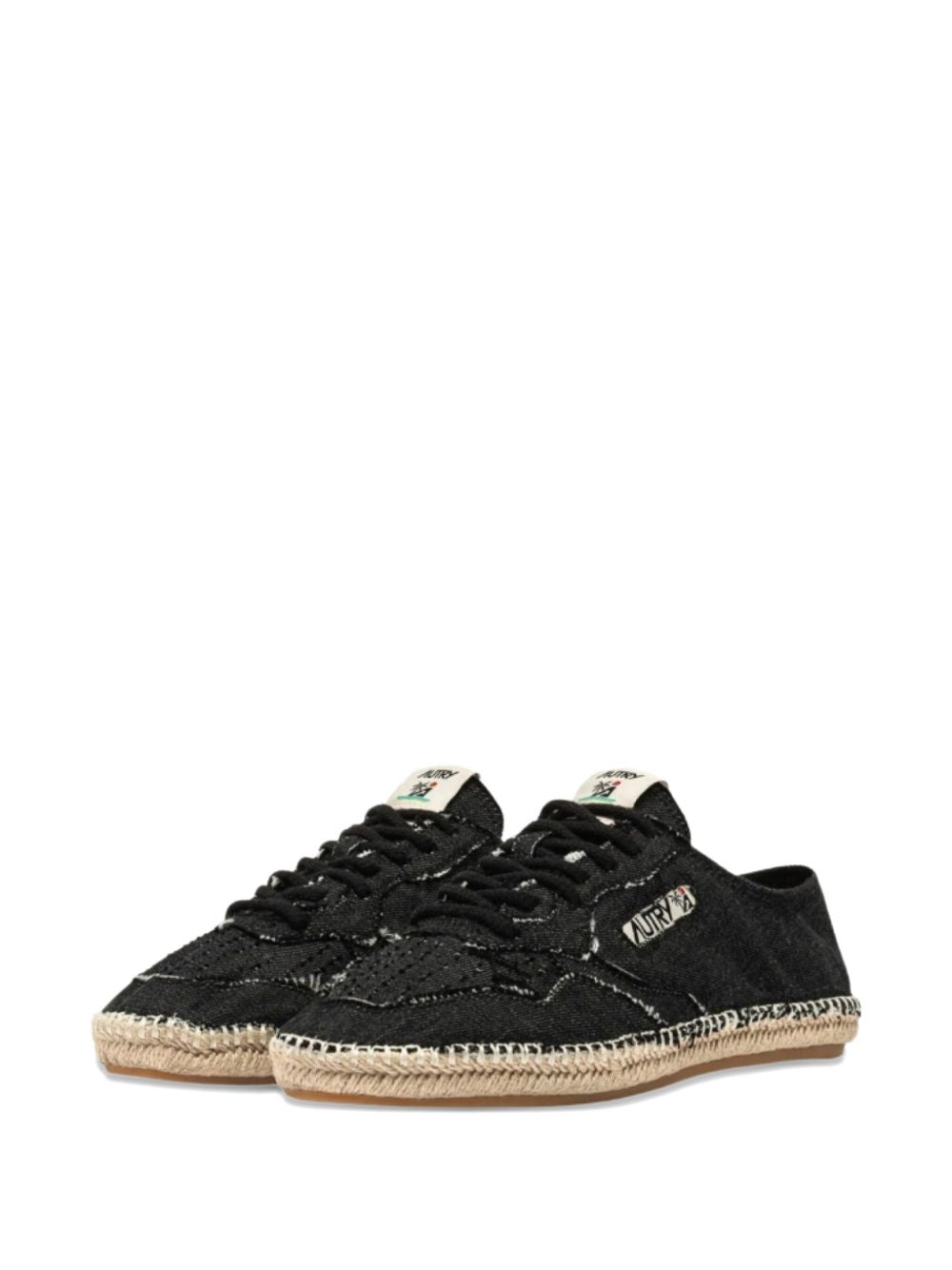 Autry Denim And Jute Low-Top Canvas Sneakers Black
