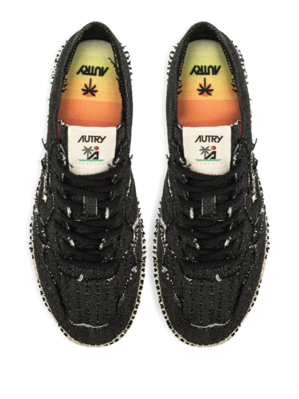 Autry Denim And Jute Low-Top Canvas Sneakers Black