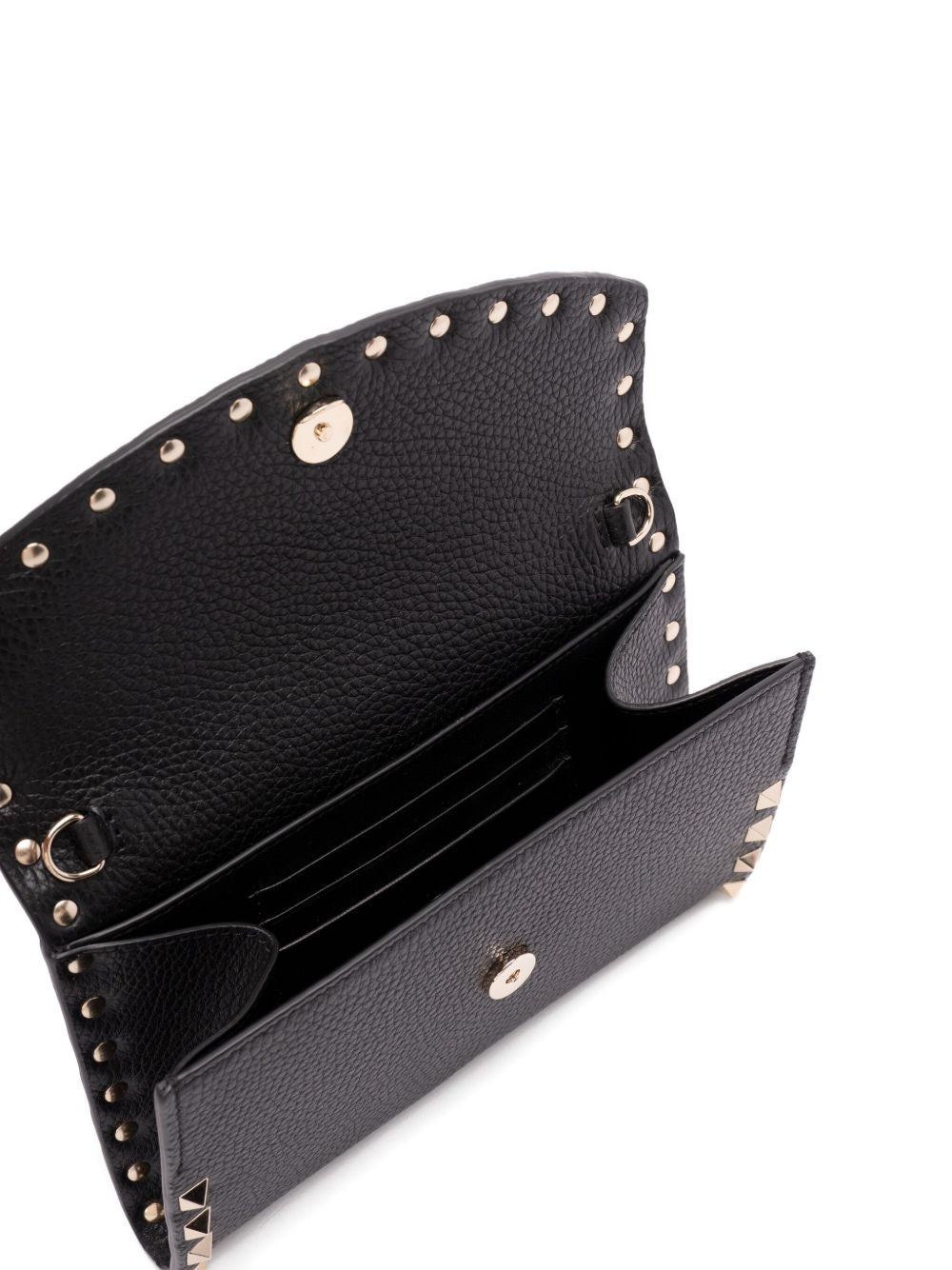 Valentino Garavani Rockstud Calf Leather Chain Clutch Black