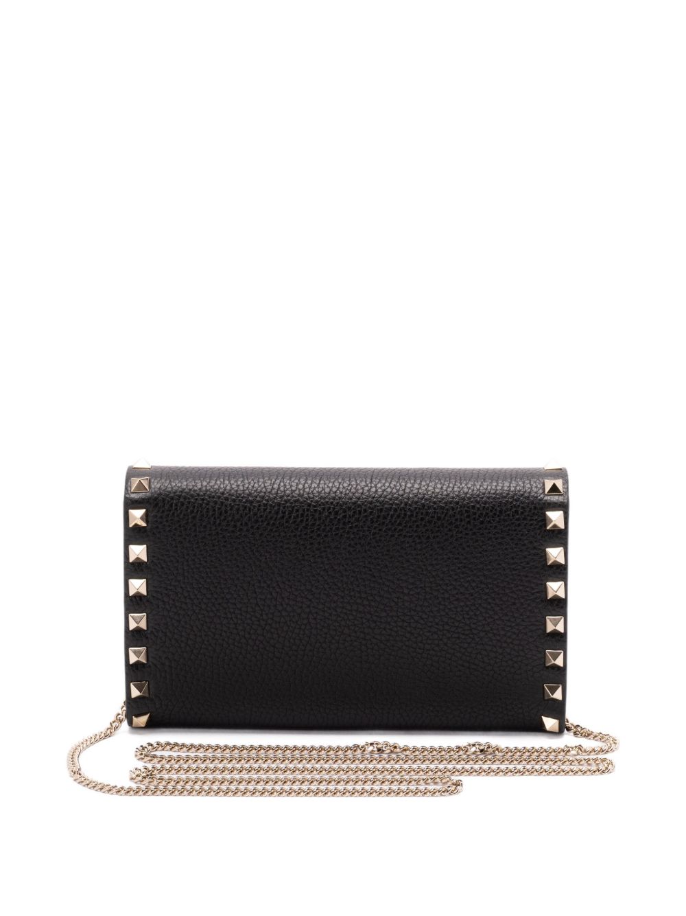 Valentino Garavani Rockstud Calf Leather Chain Clutch Black