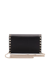 Valentino Garavani Rockstud Calf Leather Chain Clutch Black
