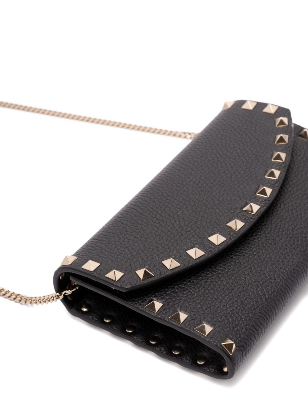 Valentino Garavani Rockstud Calf Leather Chain Clutch Black