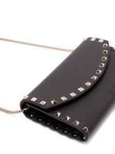 Valentino Garavani Rockstud Calf Leather Chain Clutch Black