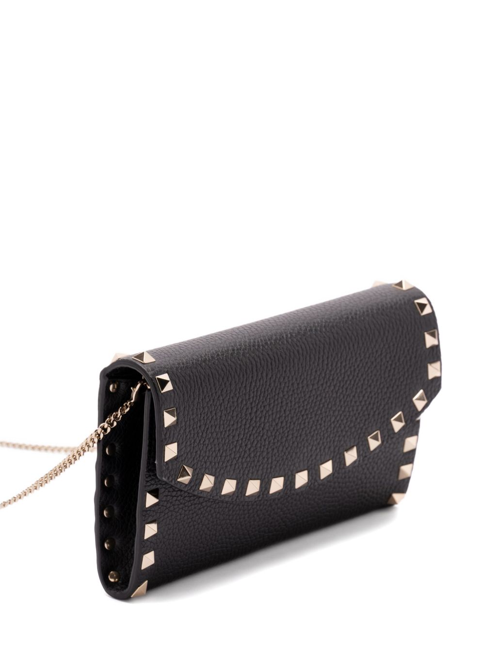 Valentino Garavani Rockstud Calf Leather Chain Clutch Black