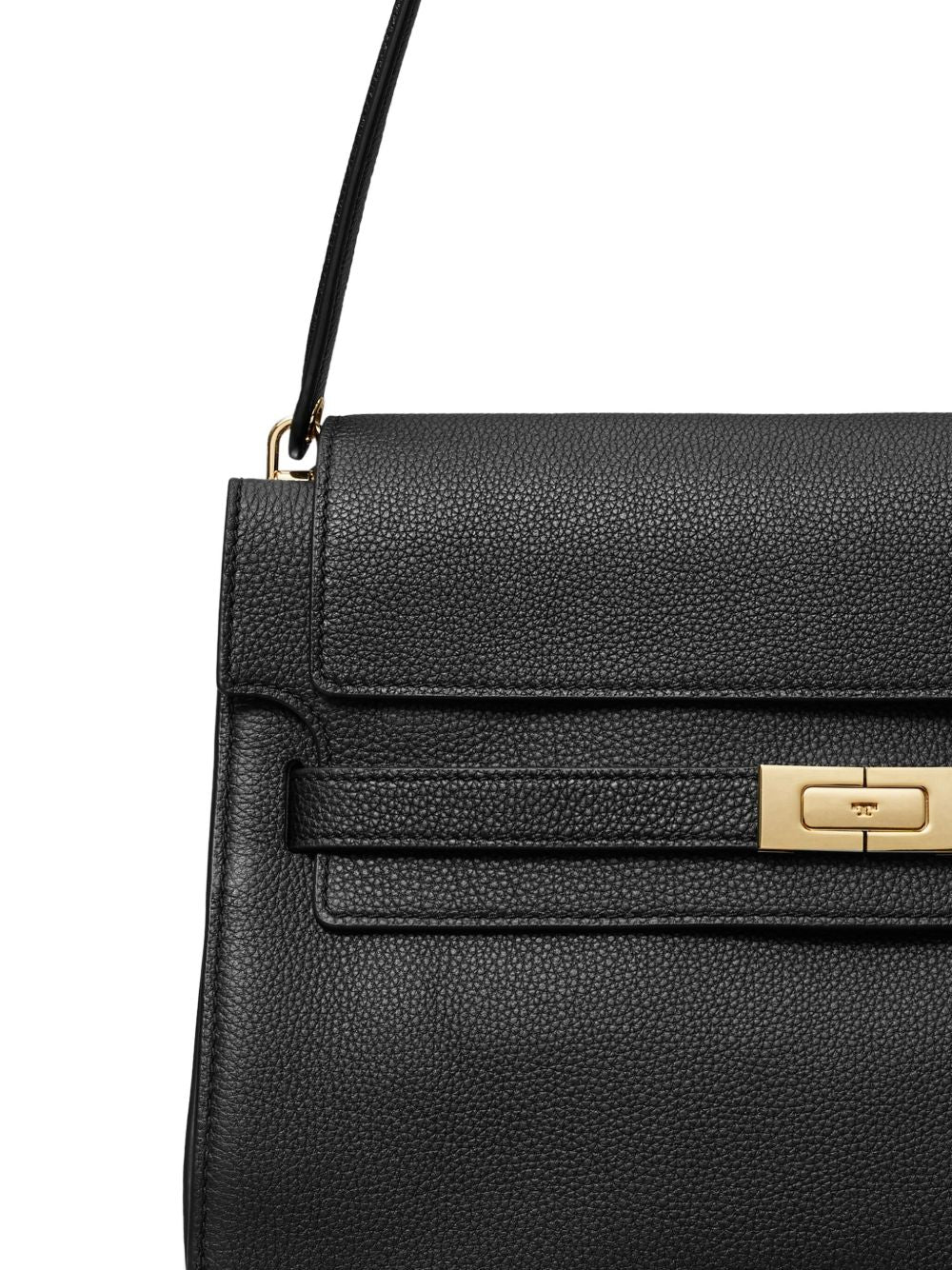 Tory Burch Lee Radziwill Large Pebble Leather Handbag Black