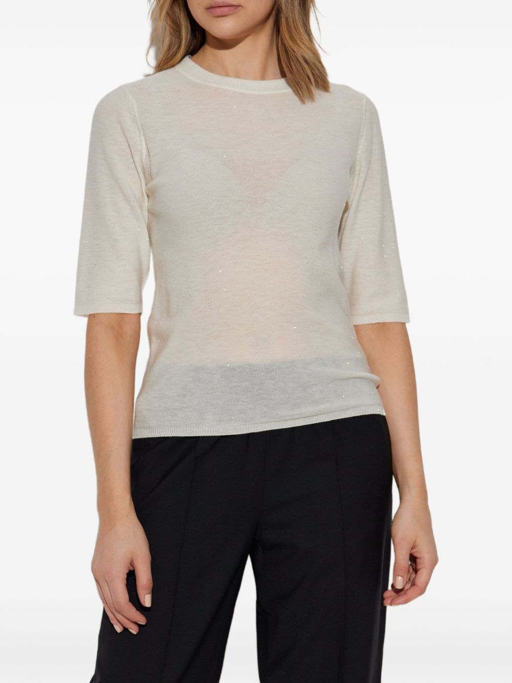 Fabiana Filippi Crewneck Wool Sweater White White