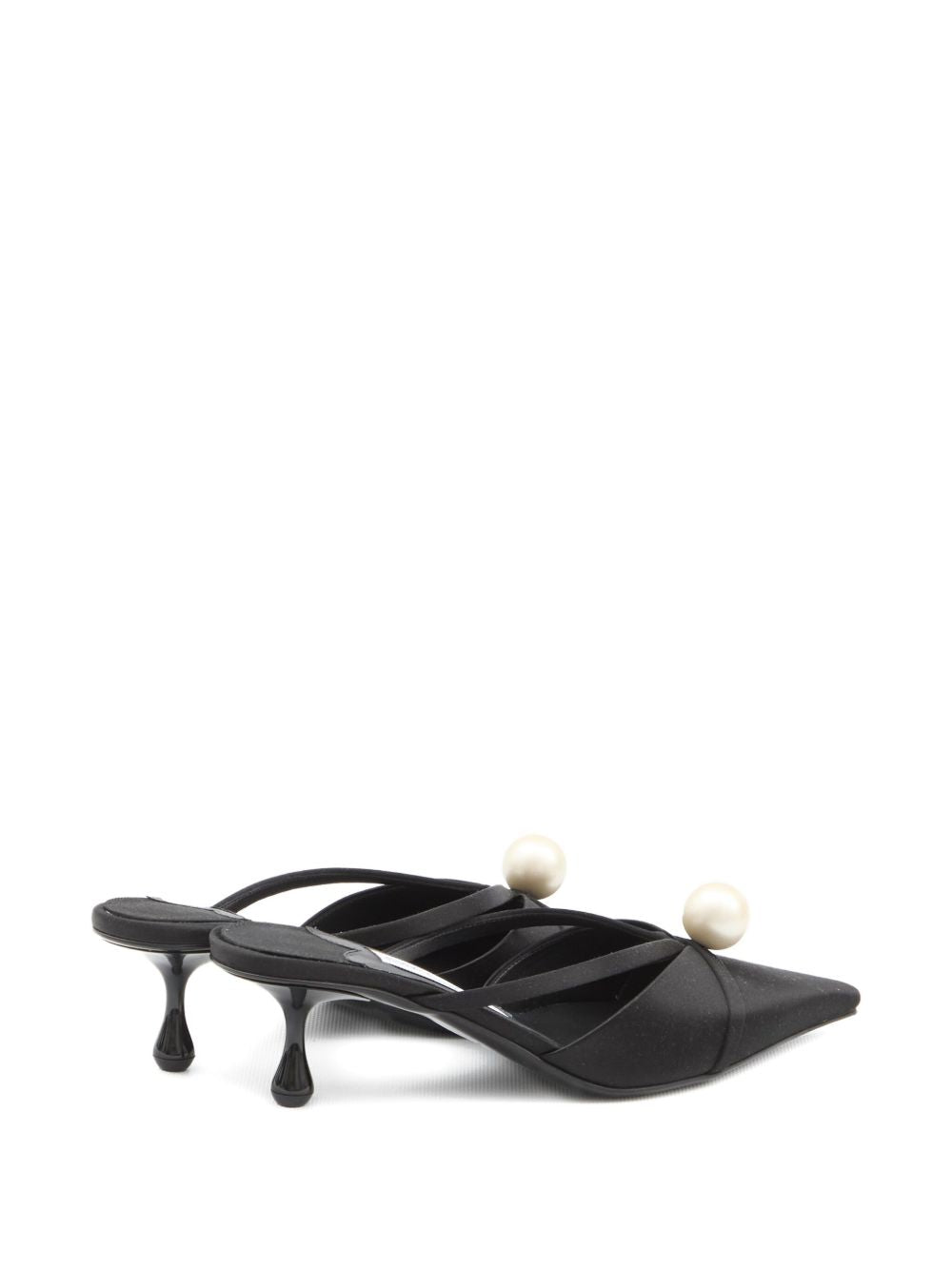 Jimmy Choo 50mm Sana Pearl-Embellished Satin Mules Black