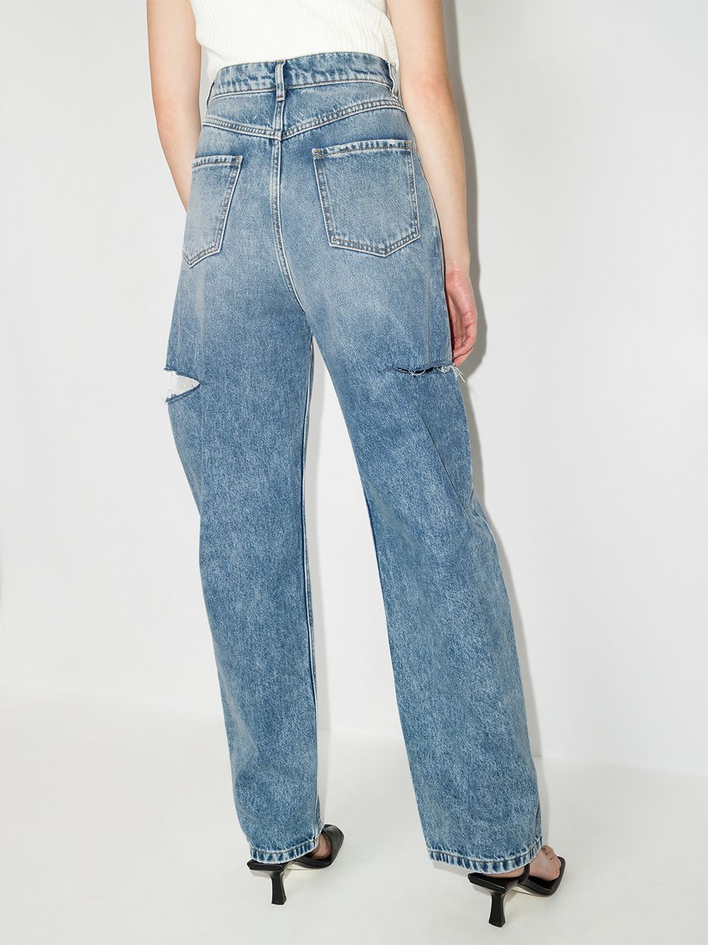 Maison Margiela High-Waisted Cut-Out Straight-Leg Jeans Clear Blue
