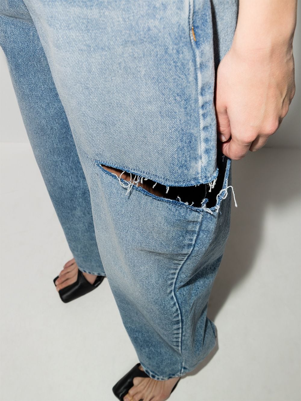 Maison Margiela High-Waisted Cut-Out Straight-Leg Jeans Clear Blue