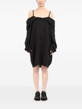 MM6 Maison Margiela Twisted Front Cotton Mini Dress Black Black