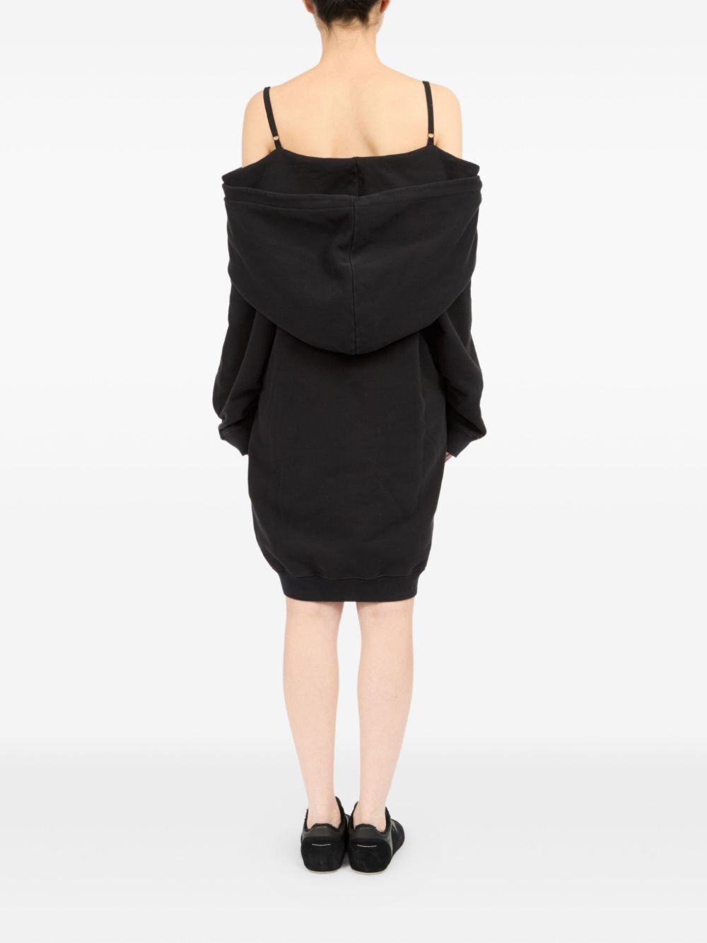 MM6 Maison Margiela Twisted Front Cotton Mini Dress Black Black