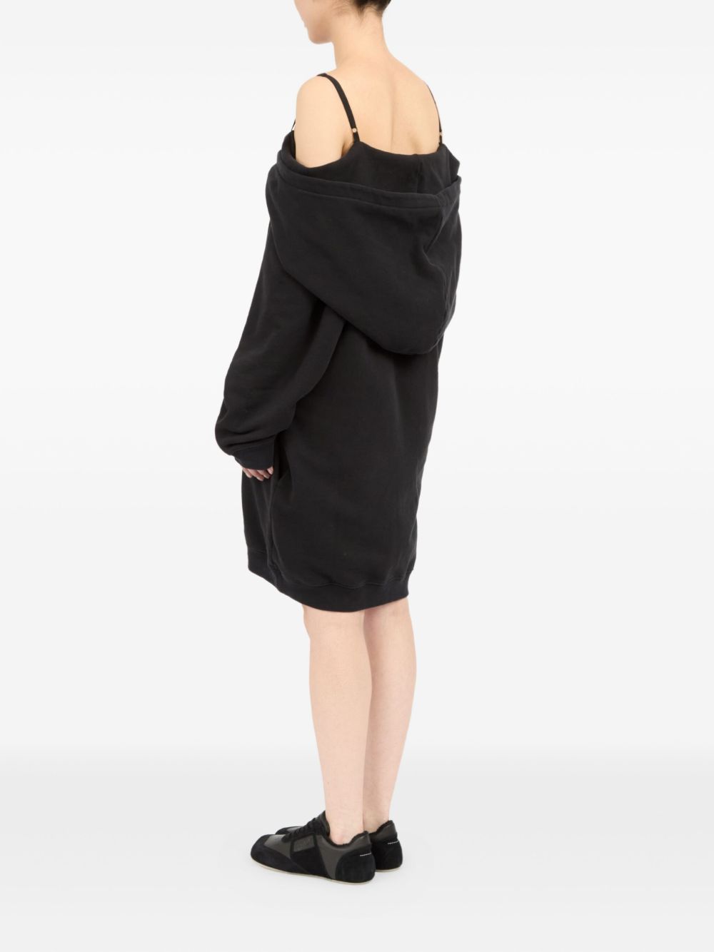 MM6 Maison Margiela Twisted Front Cotton Mini Dress Black Black