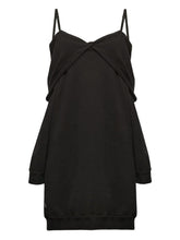 MM6 Maison Margiela Twisted Front Cotton Mini Dress Black Black