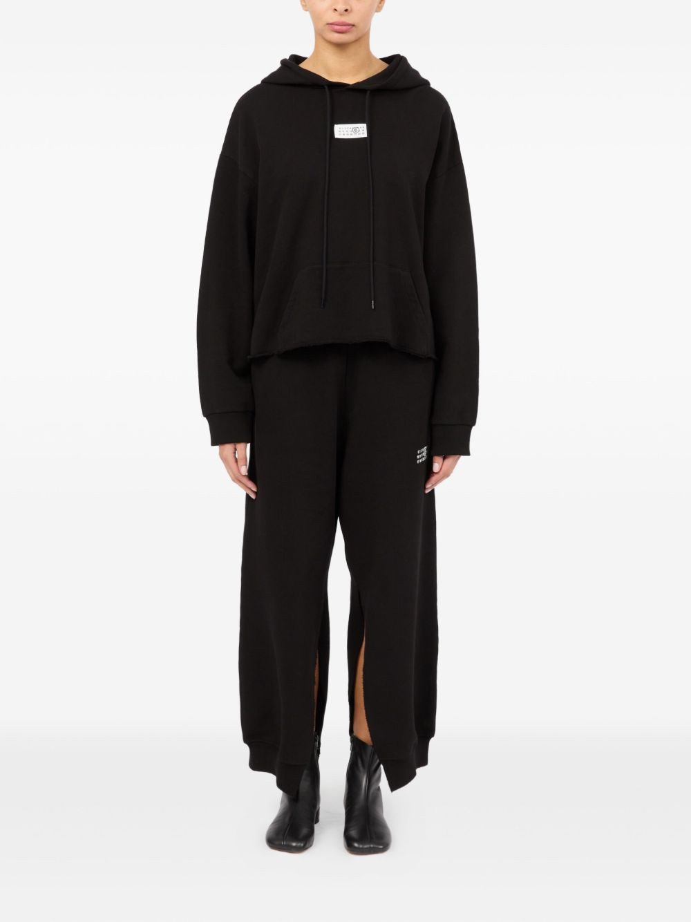 MM6 Maison Margiela Signature Numbers Motif Cotton Hoodie Black