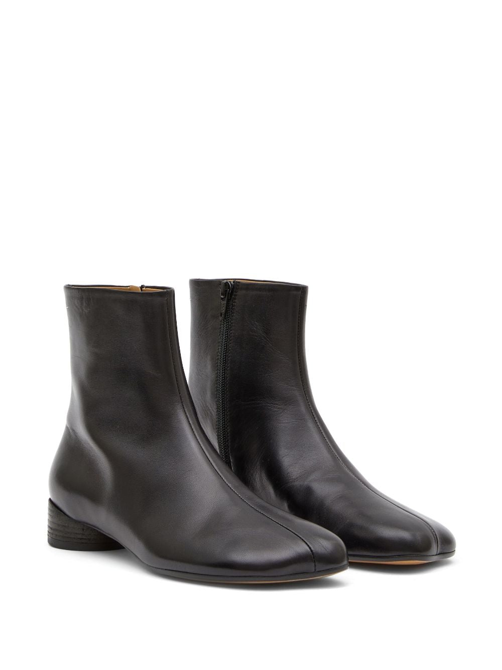 MM6 Maison Margiela Signature Calf Leather Ankle Boots Black Black