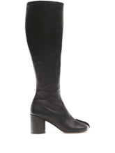 MM6 Maison Margiela Tabi Toe Calf Leather Mid-Heel Boots Black