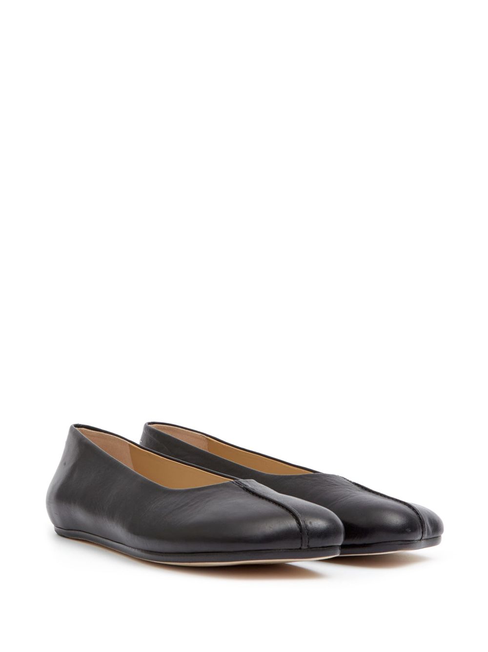 MM6 Maison Margiela Flat Leather Ballet Shoes Black