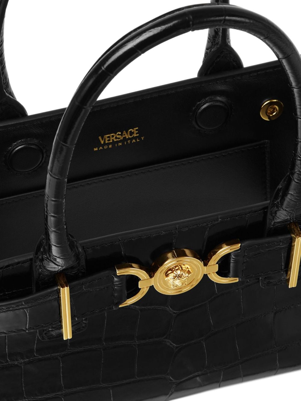 Versace Medusa ’95 Croc-Effect Leather Tote Bag Black