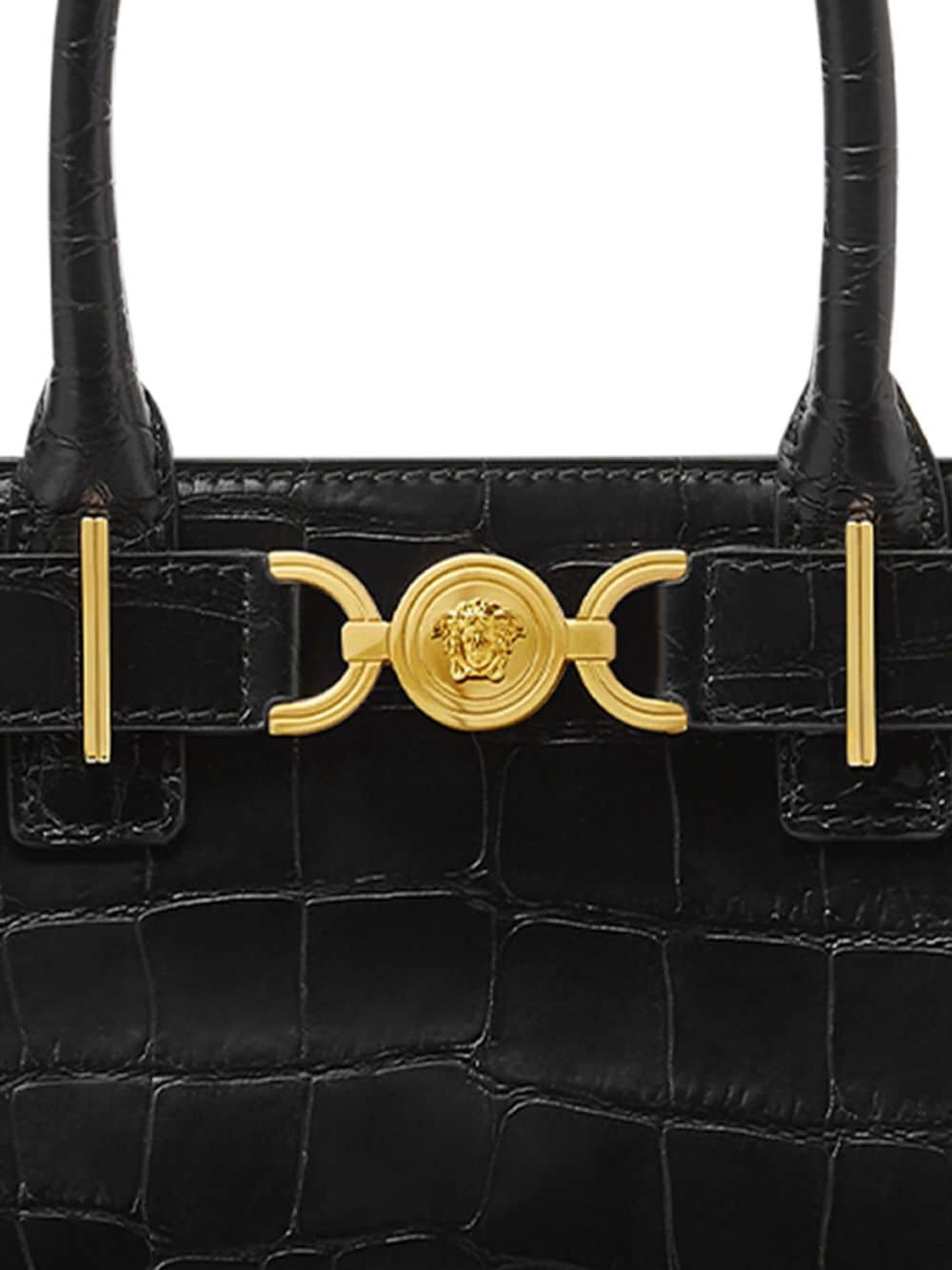 Versace Medusa ’95 Croc-Effect Leather Tote Bag Black