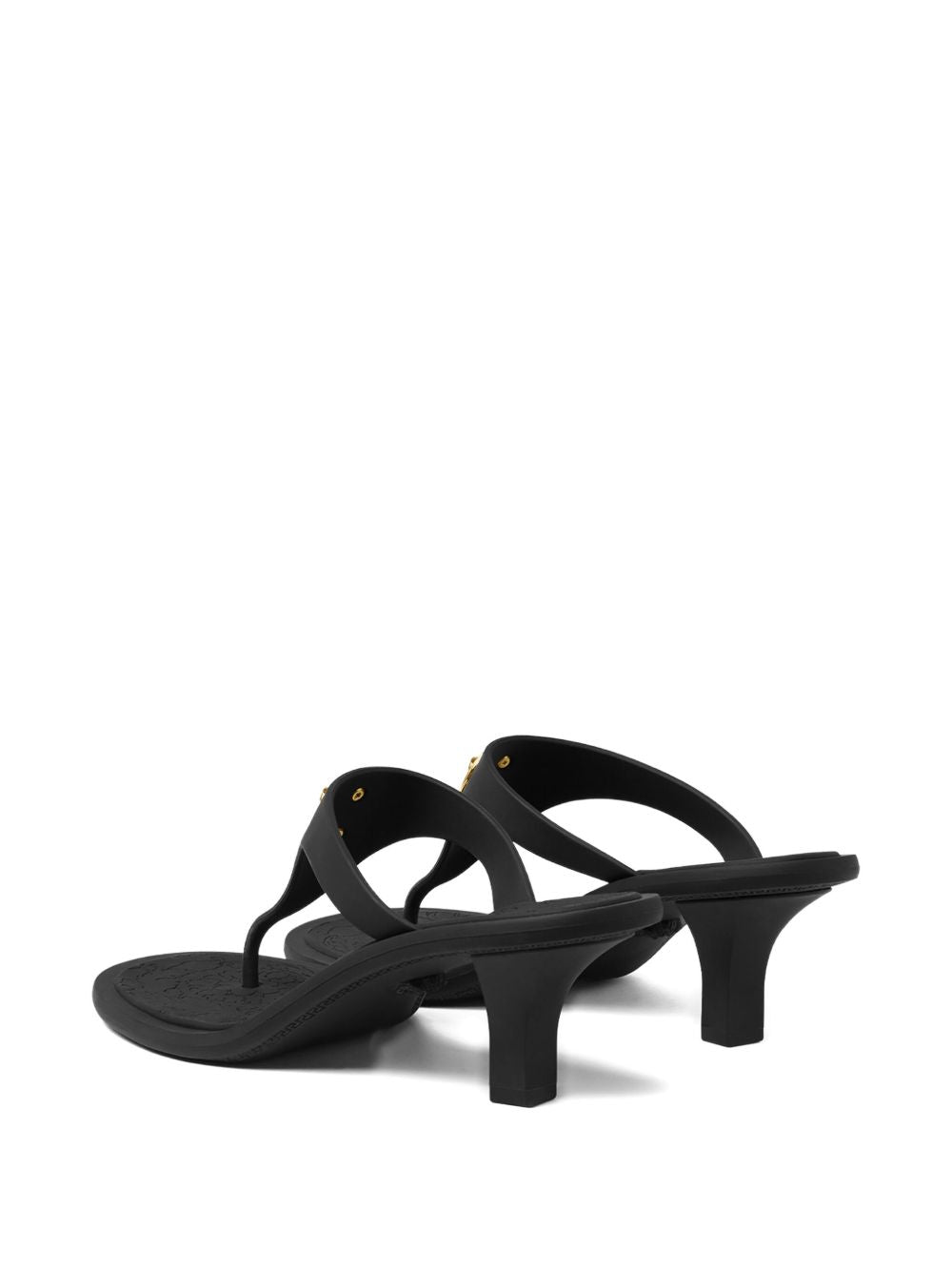 Versace Alia Medusa Thong Kitten Heel Sandals Black