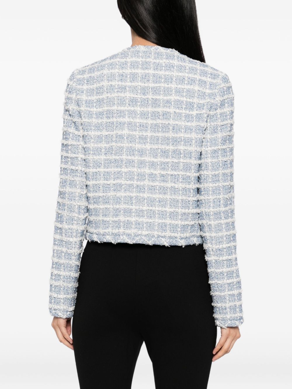 Versace Tweed Zip-Up Jacket Light Blue Blue