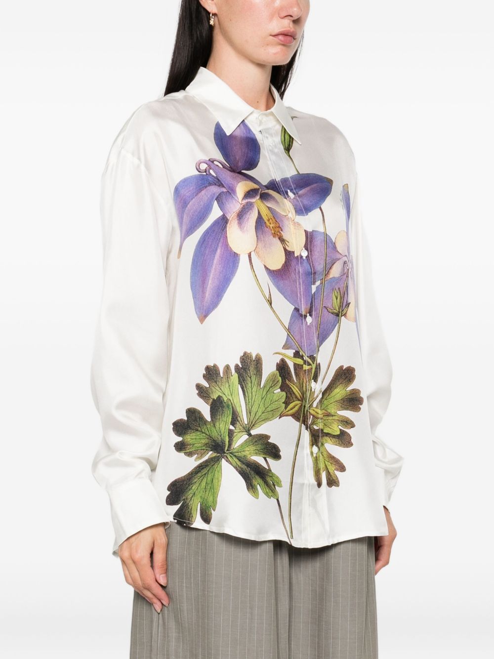 Pierre Louis Mascia Floral Silk Shirt With Long Sleeves White White
