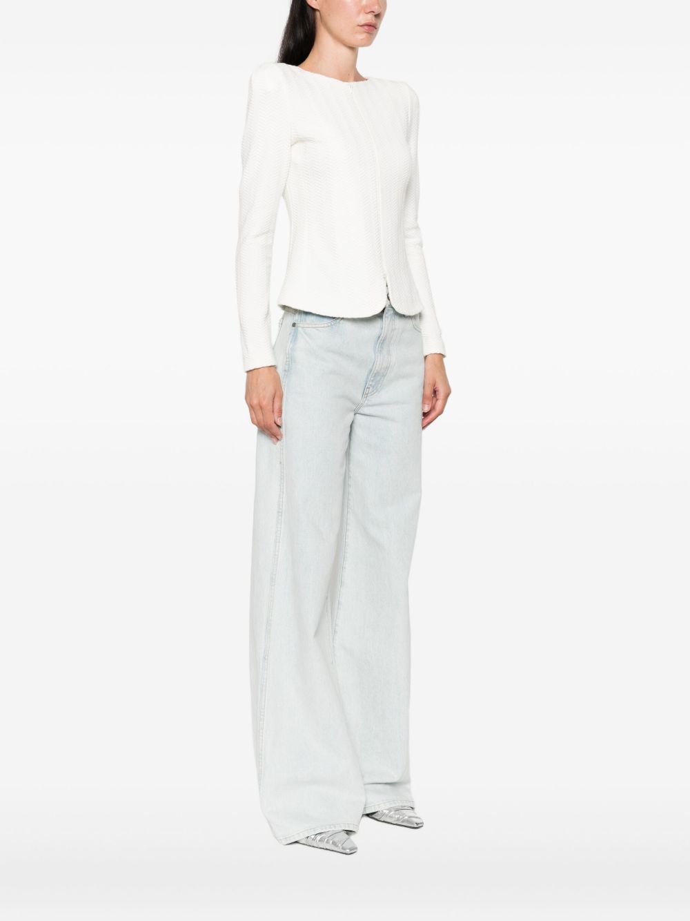 Emporio Armani Cotton Blend Single-Breasted Blazer Jacket White