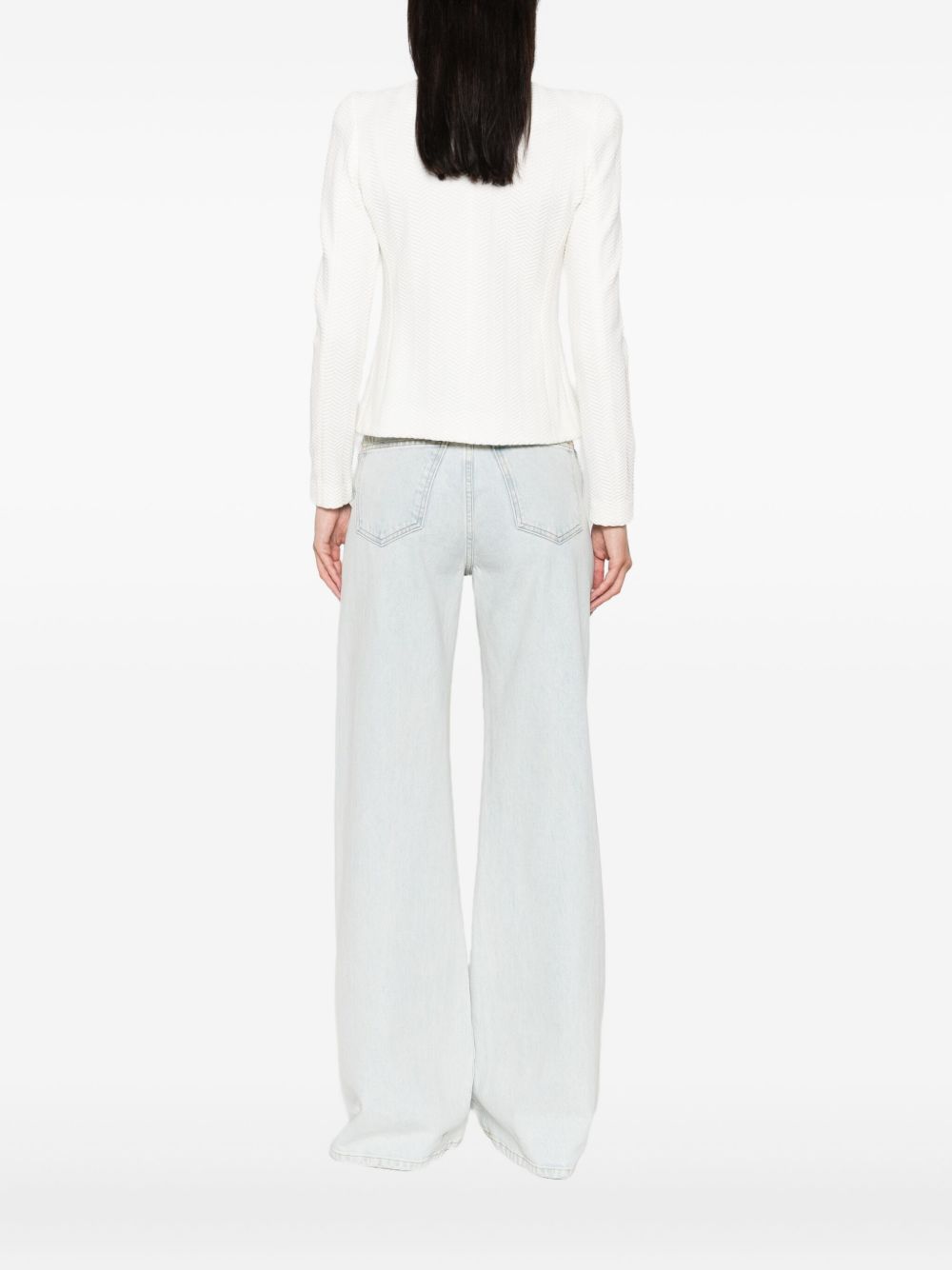 Emporio Armani Cotton Blend Single-Breasted Blazer Jacket White