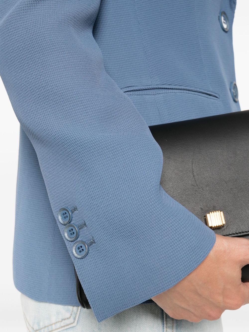 Emporio Armani Single-Breasted Wool-Blend Blazer Blue