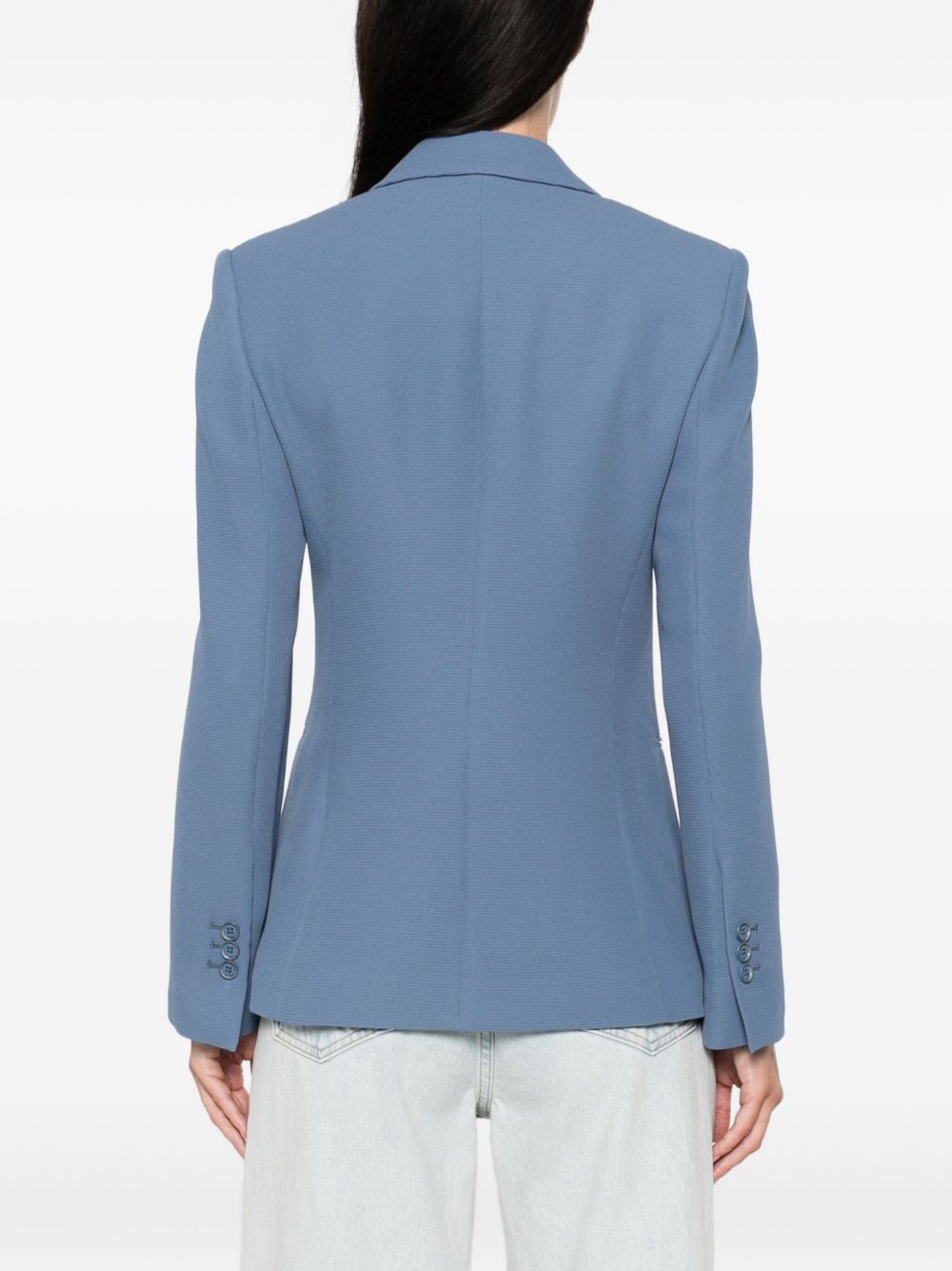 Emporio Armani Single-Breasted Wool-Blend Blazer Blue