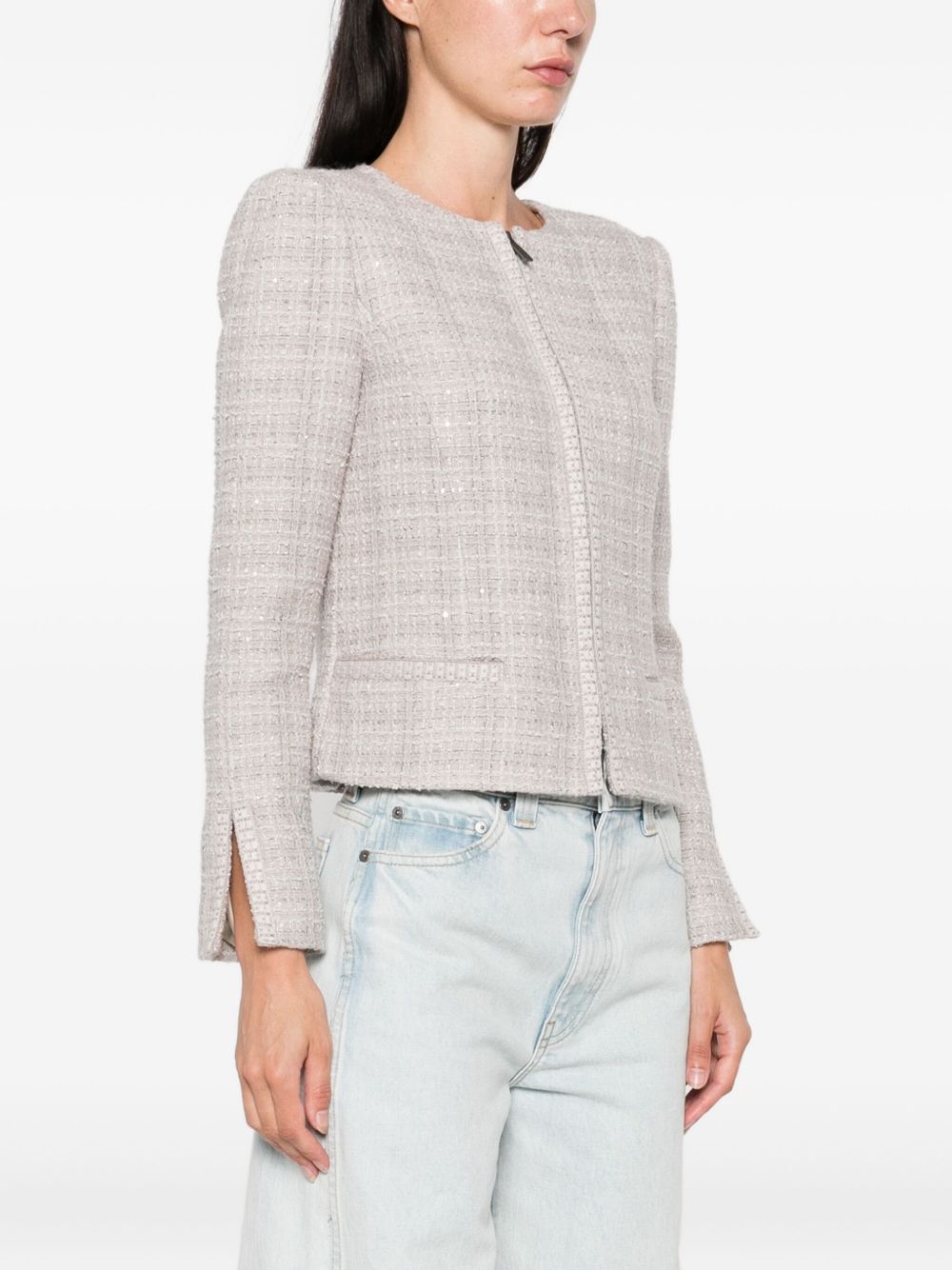 Emporio Armani Single-Breasted Wool-Blend Blazer Grey grey