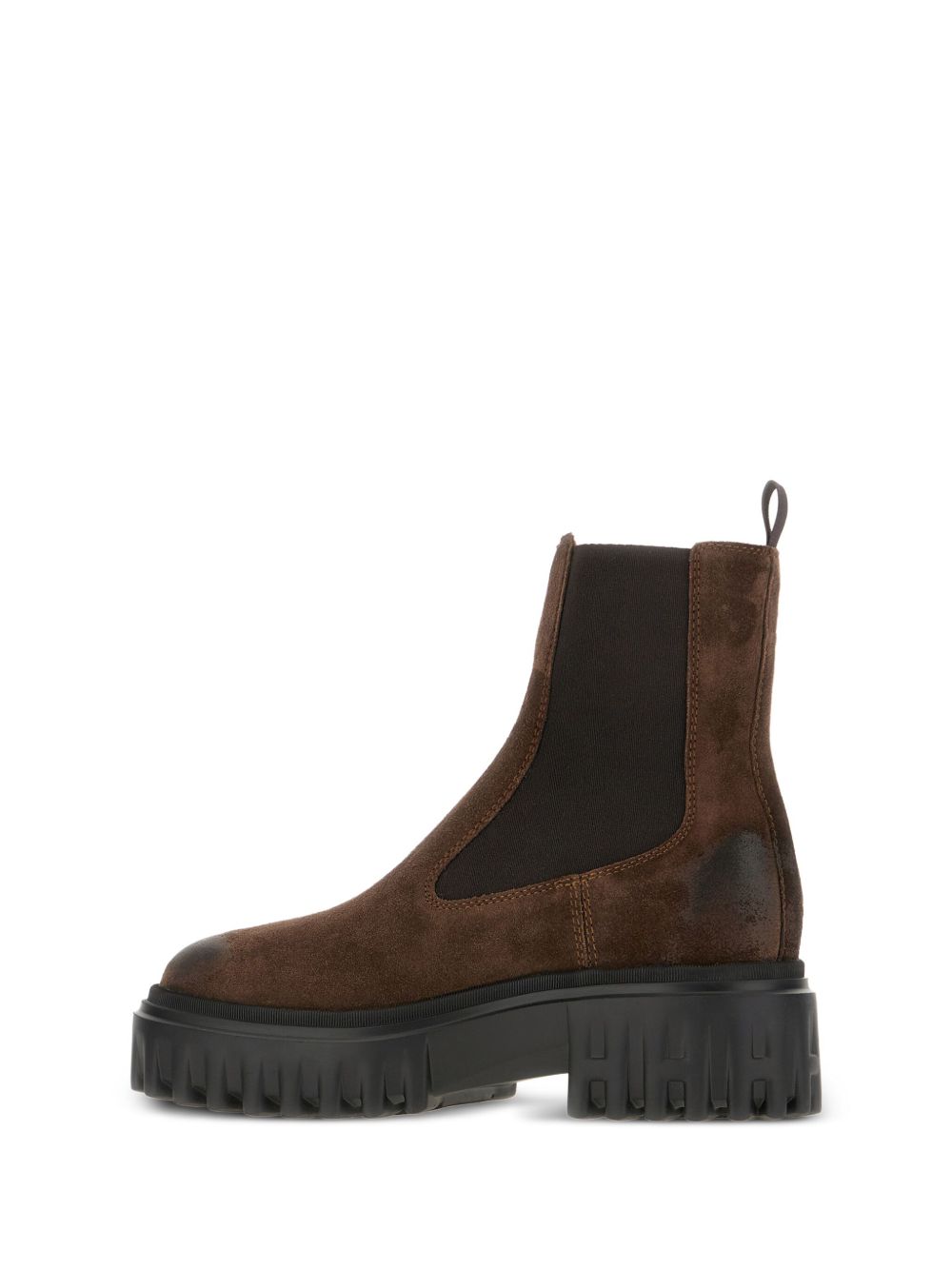 Hogan Pre Platform Sole Leather Chelsea Boots Brown