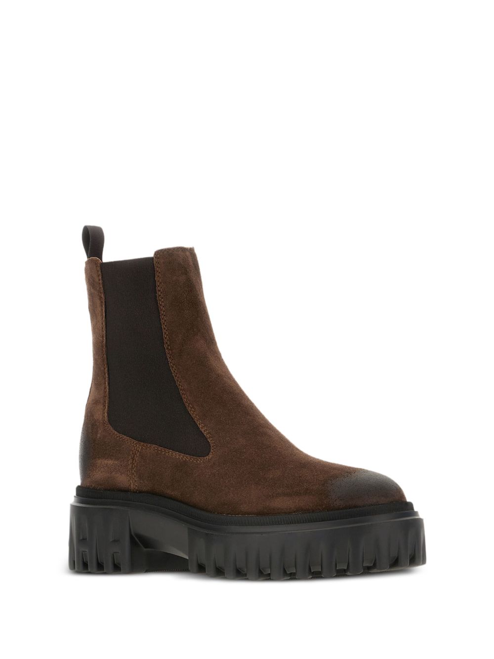 Hogan Pre Platform Sole Leather Chelsea Boots Brown