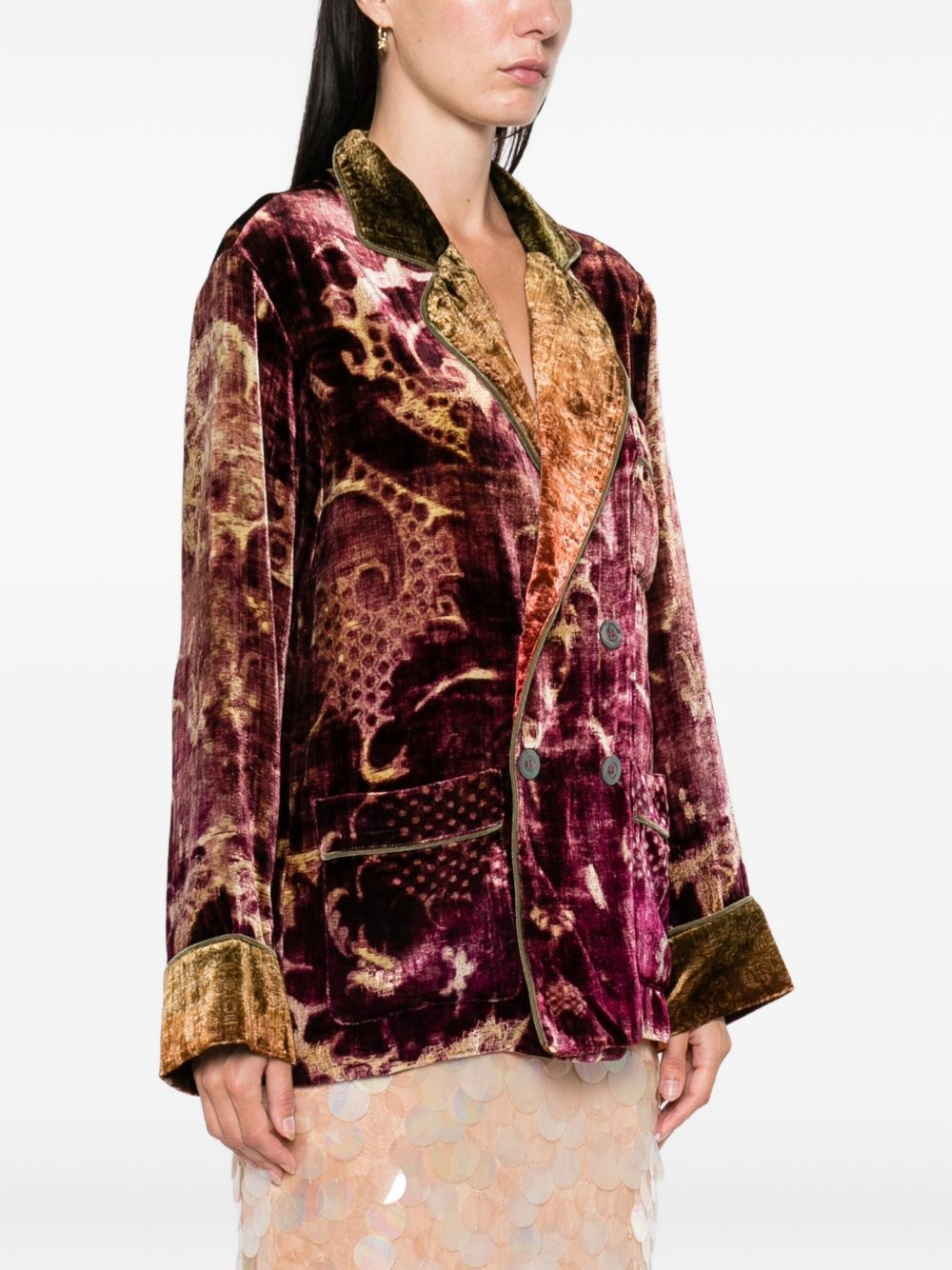 Pierre Louis Mascia Double-Breasted Wool Jacket in Bordeaux bordeaux