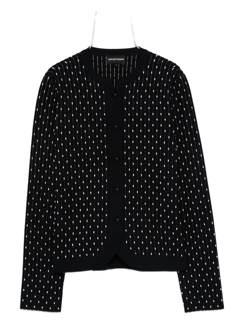 Emporio Armani Dotted Wool Crewneck Cardigan Blue