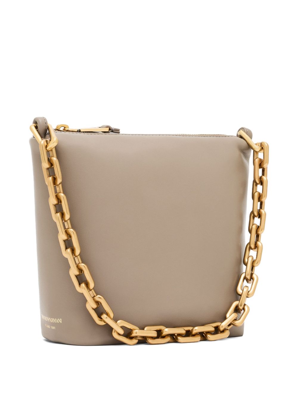 Emporio Armani Small Leather Hobo Bag in Dove Grey