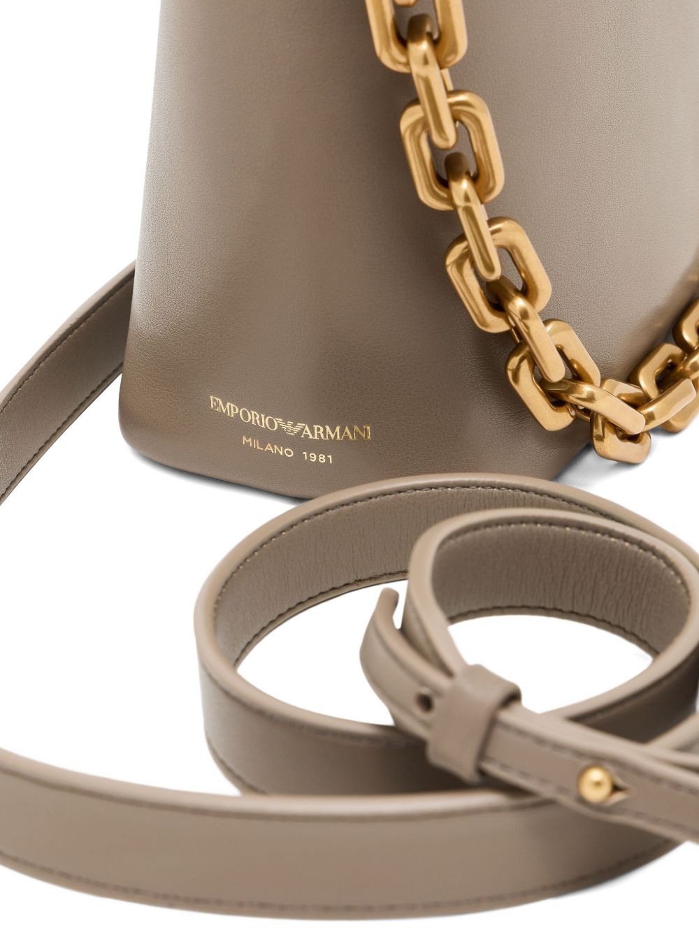 Emporio Armani Small Leather Hobo Bag in Dove Grey