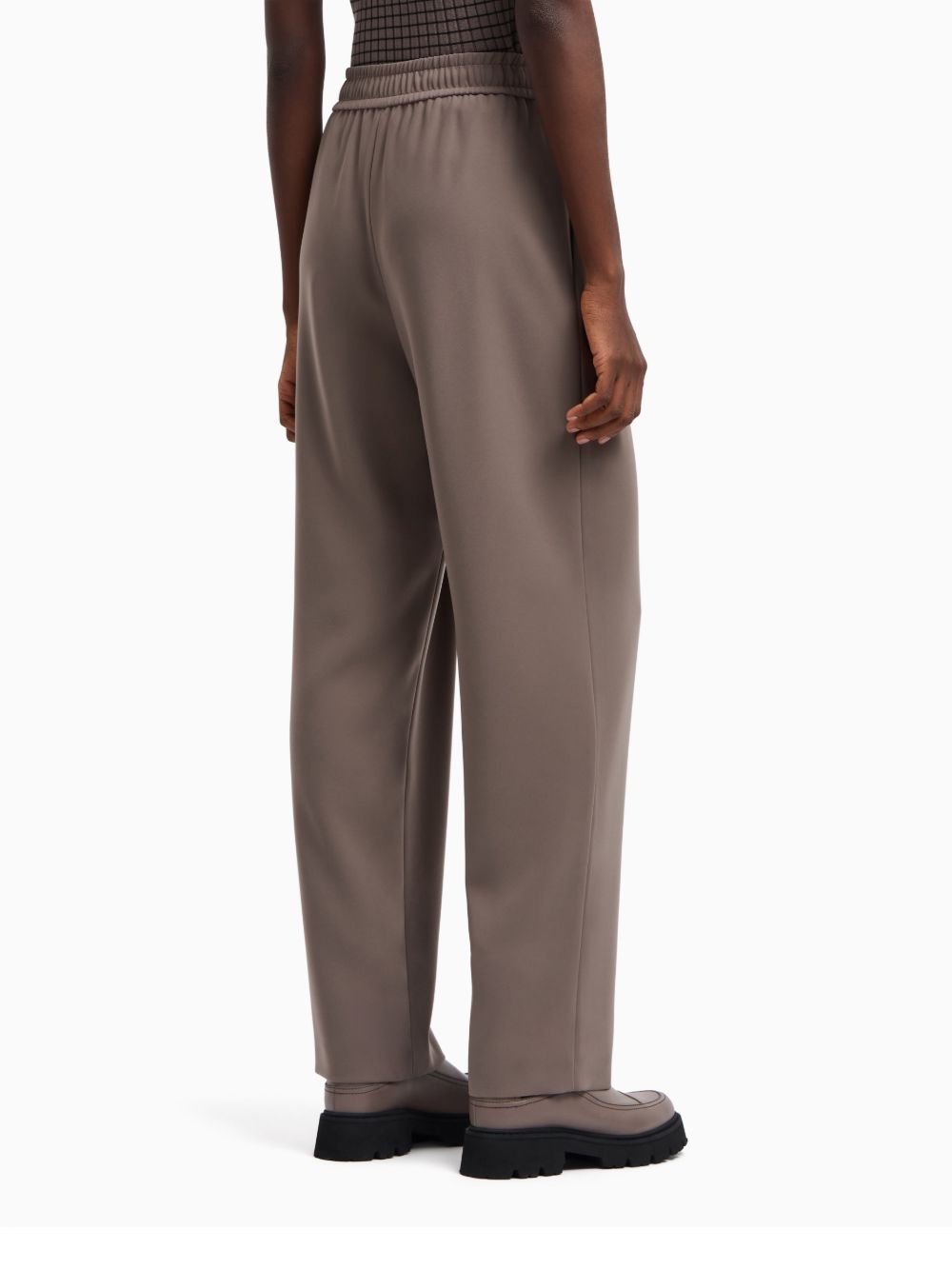 Emporio Armani Trousers in Dove Grey with Pleats and Elastic Waistband Dove Grey