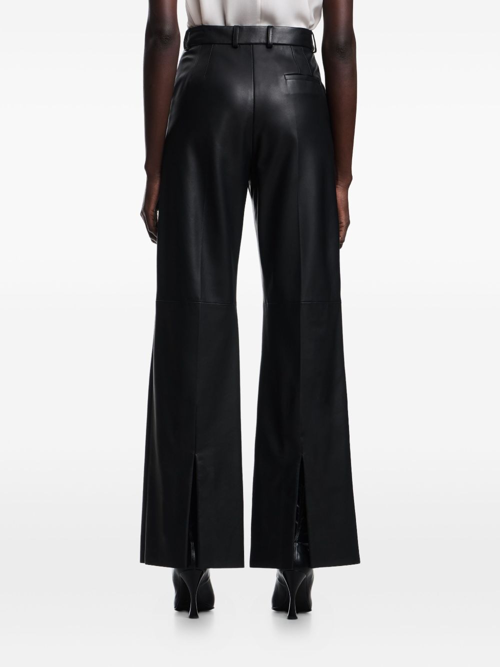 Emporio Armani High-Waisted Flared Leather Trousers Black Black