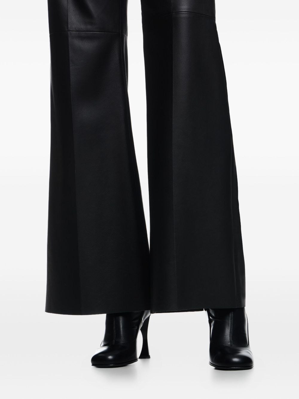 Emporio Armani High-Waisted Flared Leather Trousers Black Black